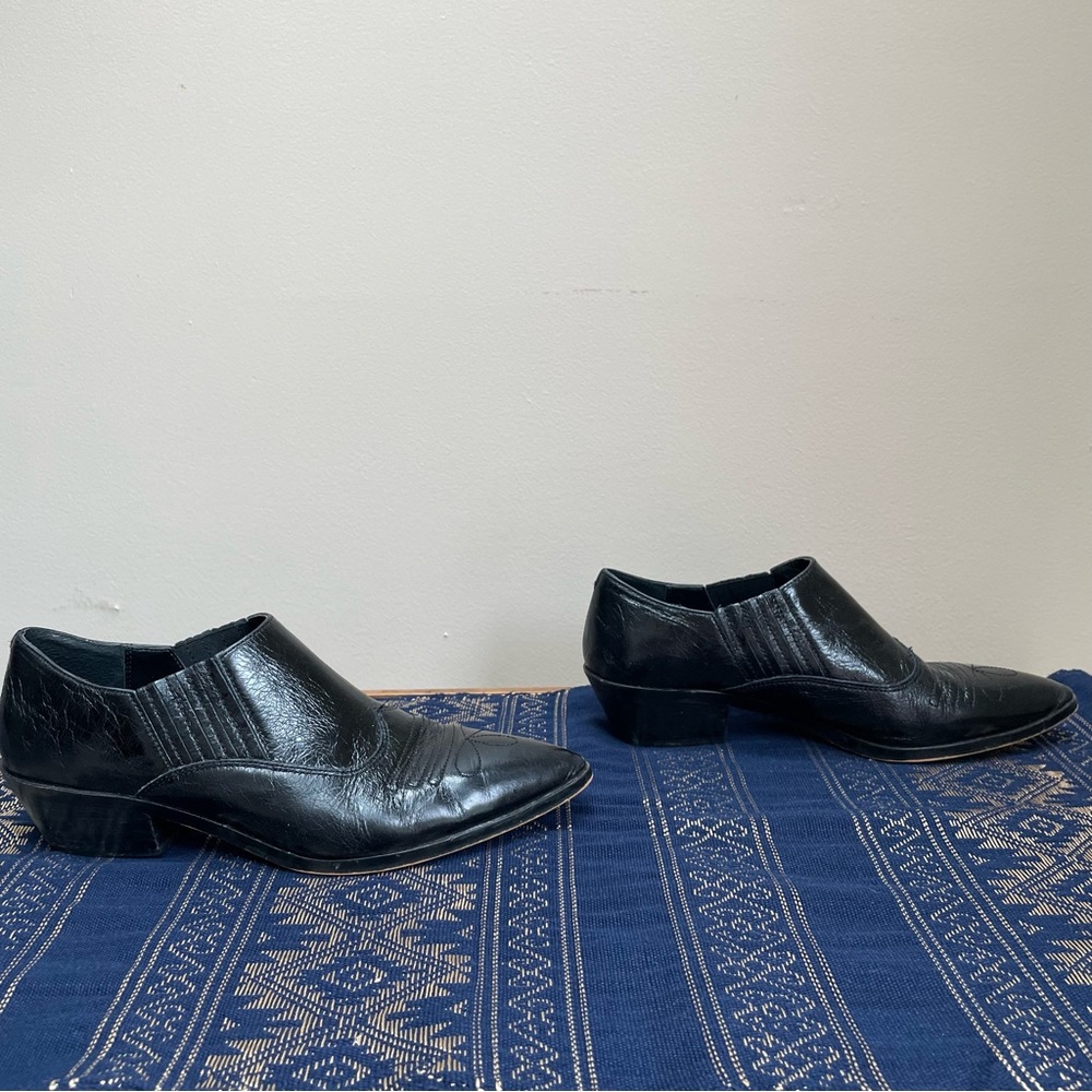 Rebecca Minkoff Koso Black Leather Western Bootie Flats Shoes Size 9 - Picture 4 of 9